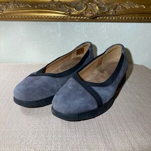 Clarks Gray and Black Suede Loafers